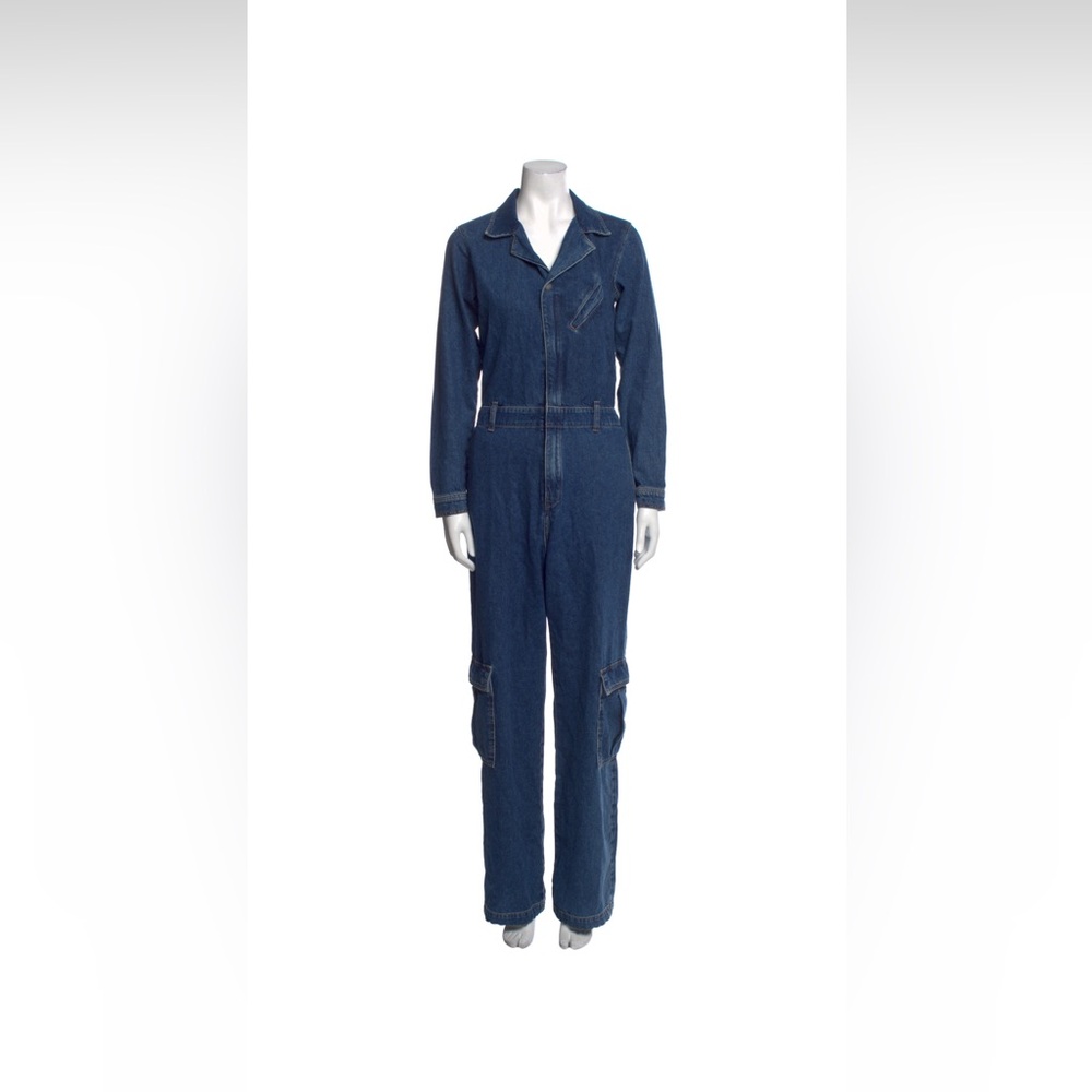 Women's Blue Denim Jumpsuit reformation jeans 4 cargo